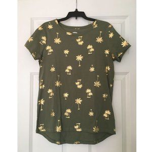 Olive Green Girls Shirt with Gold Palm Trees